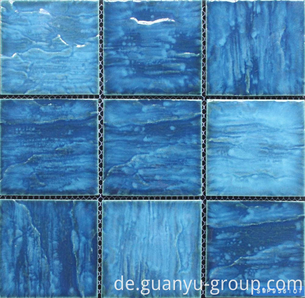 Blue Bumpy Glazed Surface Porcelain Pool Mosaic
